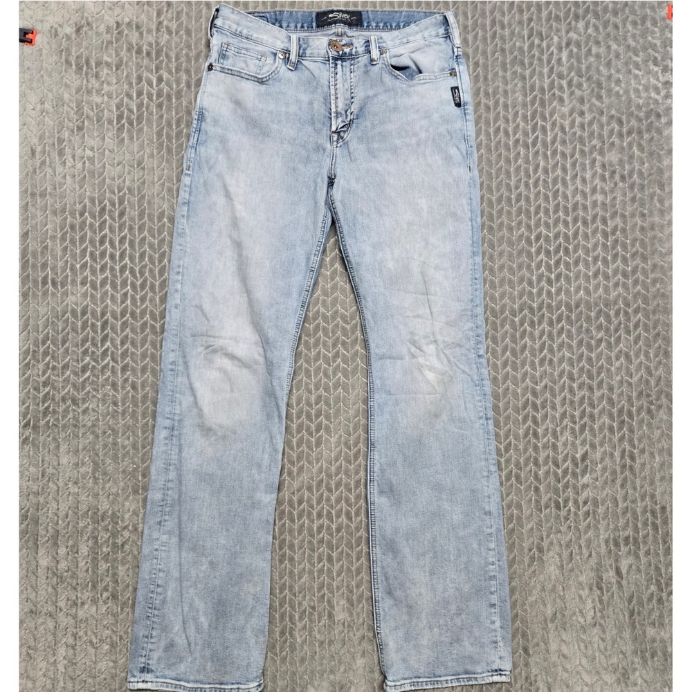 Silver Jeans Co Craig Easy Fit Bootcut Light Wash Denim Jeans Mens 30x34